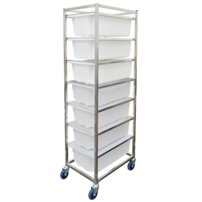 7 Bin Stainless Steel Mobile Ingredient Rack with Food Grade Tubs (ITR005)