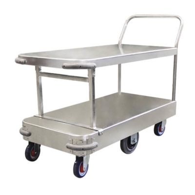 Wide 6 Wheel Stock Trolley Twin Platform Single Handle | PGR201